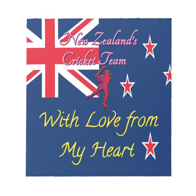 New Zealand Cricket Team: Love From My Heart Art Notepad (Front)