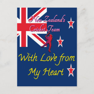 New Zealand Cricket Team Love From My Heart Art Postcard