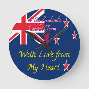New Zealand Cricket Team: Love From My Heart Art Round Clock