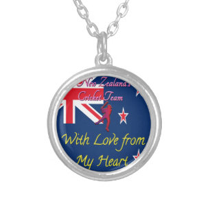 New Zealand Cricket Team: Love From My Heart Art Silver Plated Necklace