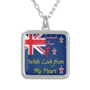 New Zealand Cricket Team: Love From My Heart Art Silver Plated Necklace