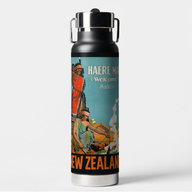 New Zealand custom name Water Bottle (Front)