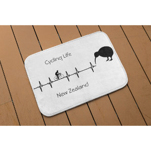 New Zealand Cycling Heartbeat Kiwi Bike Gift Bath Mat
