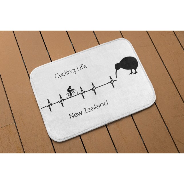 New Zealand Cycling Heartbeat Kiwi Bike Gift Bath Mat (Creator Uploaded)