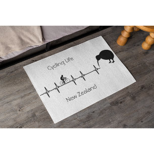 New Zealand Cycling Heartbeat Kiwi Bike Gift Doormat