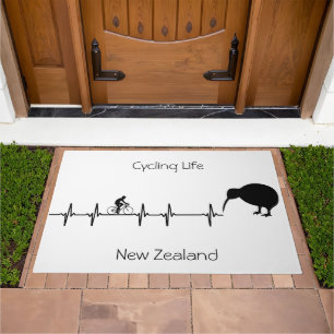 New Zealand Cycling Heartbeat Kiwi Bike Gift Doormat