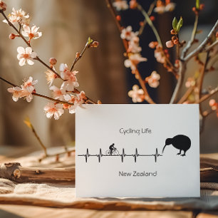 New Zealand Cycling Heartbeat Kiwi Bike Gift Holiday Postcard