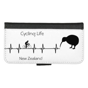 New Zealand Cycling Heartbeat Kiwi Bike Gift iPhone 8/7 Wallet Case