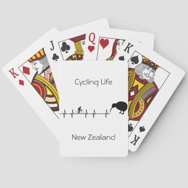 New Zealand Cycling Heartbeat Kiwi Bike Gift Poker Cards (Back)