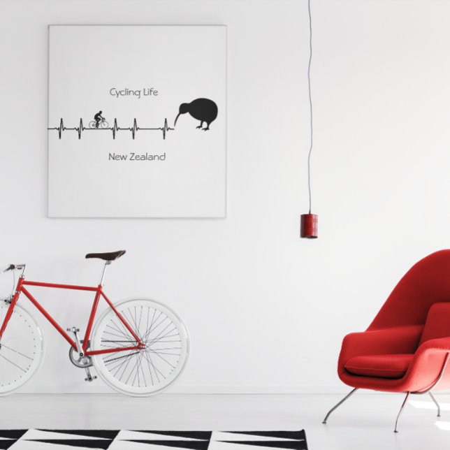 New Zealand Cycling Heartbeat Kiwi Bike Gift Poster (Creator Uploaded)