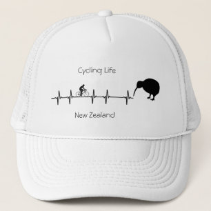 New Zealand Cycling Heartbeat Kiwi Bike Gift Trucker Hat