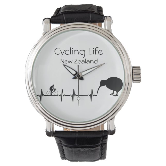 New Zealand Cycling Heartbeat Kiwi Bike Gift Watch (Front)