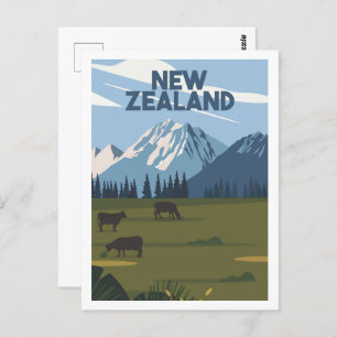 New Zealand Famous Travel Place Illustration Postcard