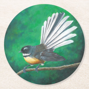 New Zealand fantail bird (piwakawaka) - Coaster