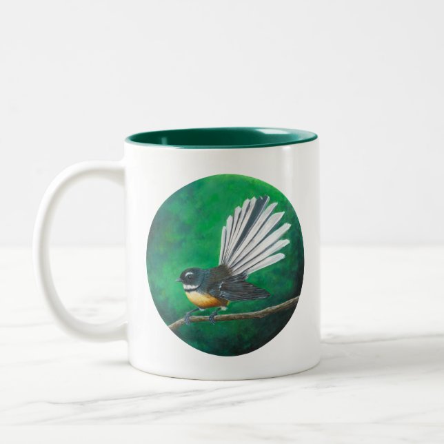 New Zealand fantail bird (piwakawaka) - Coffee Mug (Left)