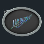 NEW ZEALAND FERN PAUA BELT BUCKLE<br><div class="desc">Classic New Zealand fern - in the vibrant colors of the Paua shell.</div>