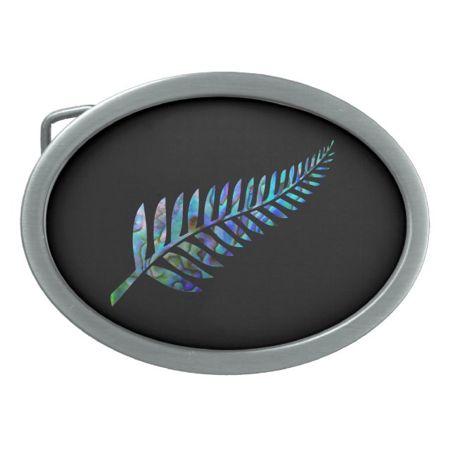 NEW ZEALAND FERN PAUA BELT BUCKLE (Front)