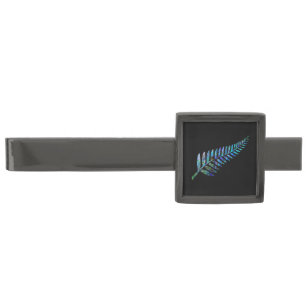 NEW ZEALAND FERN PAUA GUNMETAL FINISH TIE BAR