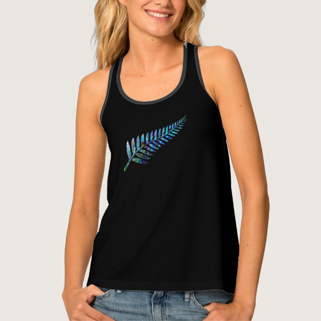 NEW ZEALAND FERN PAUA SINGLET TANK TOP (Front)
