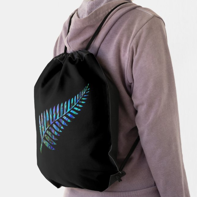 NEW ZEALAND FERN SIMPLE PAUA DRAWSTRING BAG (Insitu)