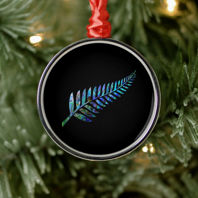 NEW ZEALAND FERN SIMPLE PAUA METAL ORNAMENT (Tree)