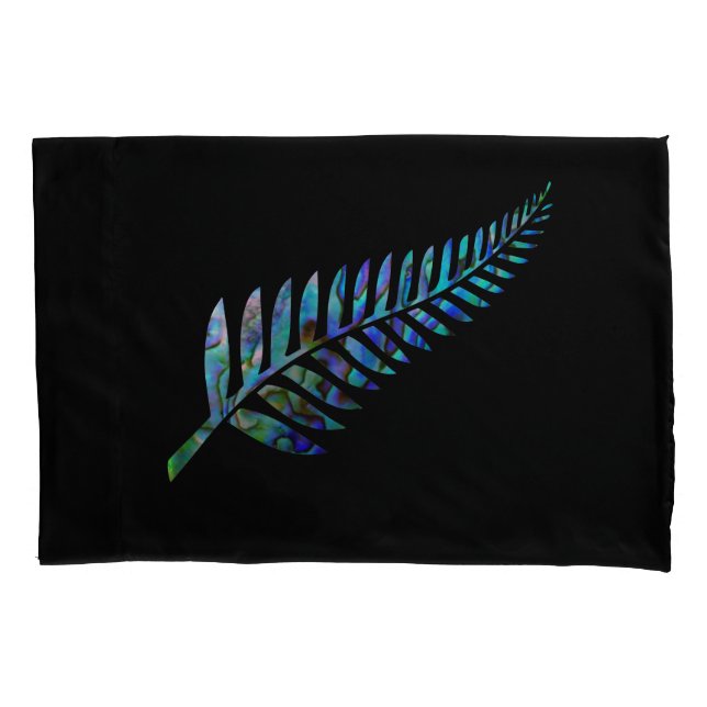 NEW ZEALAND FERN SIMPLE PAUA PILLOW CASE (Front)