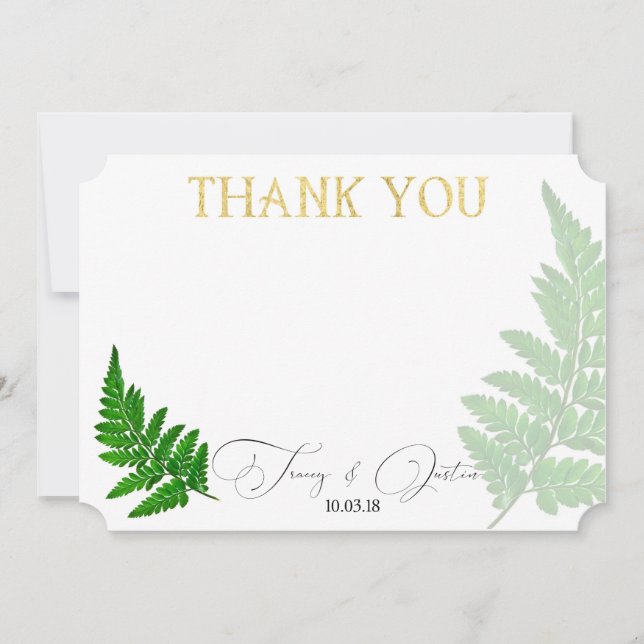 New Zealand Fern Thank You Card (Front)