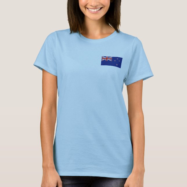 New Zealand Flag and Map dk T-Shirt (Front)