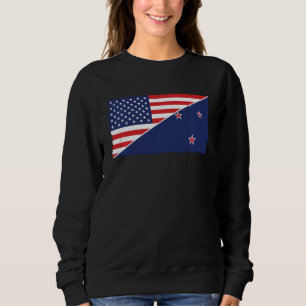 New Zealand Flag And Usa Flag New Zealand Ancestry Sweatshirt