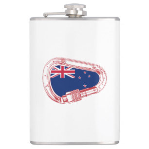 New Zealand Flag Climbing Carabiner Flask