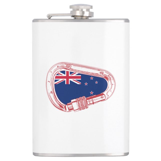 New Zealand Flag Climbing Carabiner Flask (Front)