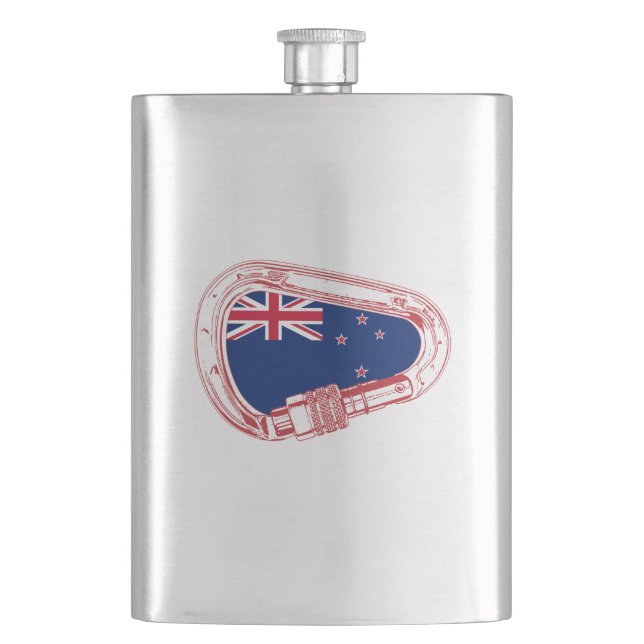 New Zealand Flag Climbing Carabiner Flask (Front)