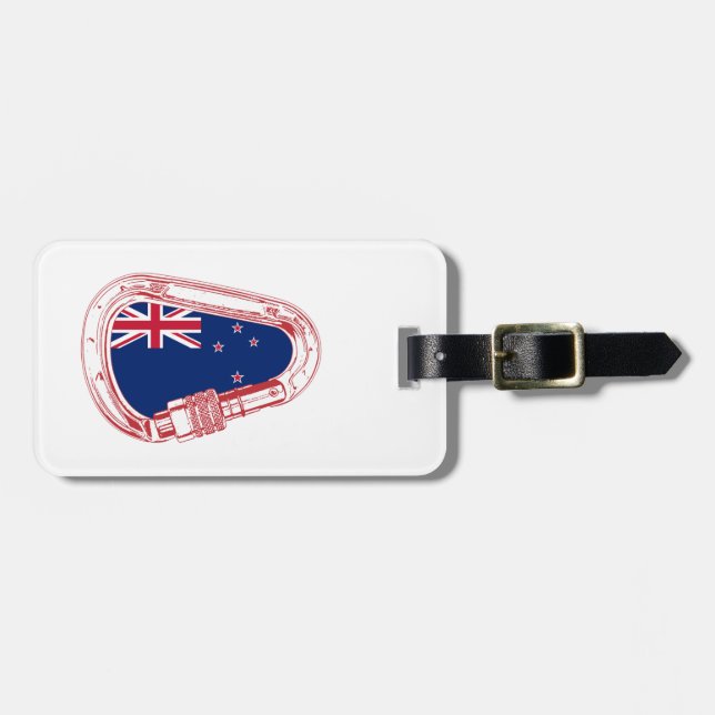New Zealand Flag Climbing Carabiner Luggage Tag (Front Horizontal)