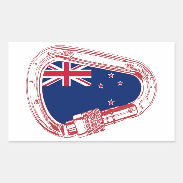 New Zealand Flag Climbing Carabiner Rectangular Sticker (Front)