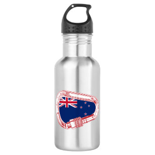 New Zealand Flag Climbing Carabiner Stainless Steel Water Bottle