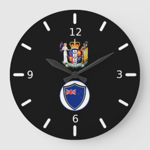 New Zealand flag-coat arms large clock