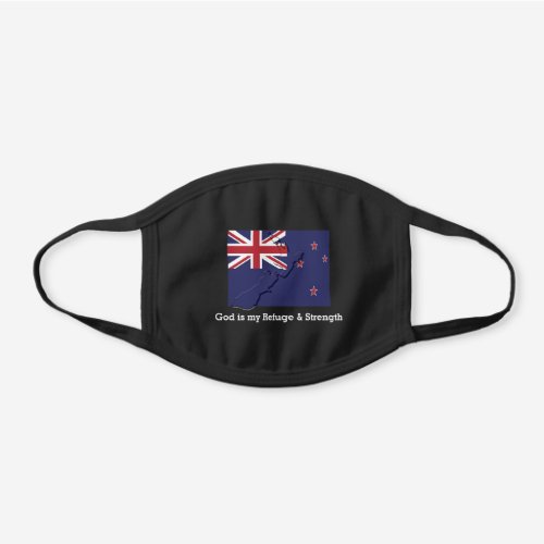 NEW ZEALAND FLAG Customizable GOD IS MY REFUGE Black Cotton Face Mask