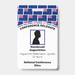 NEW ZEALAND FLAG Customized Logo Photo ID Name Badge