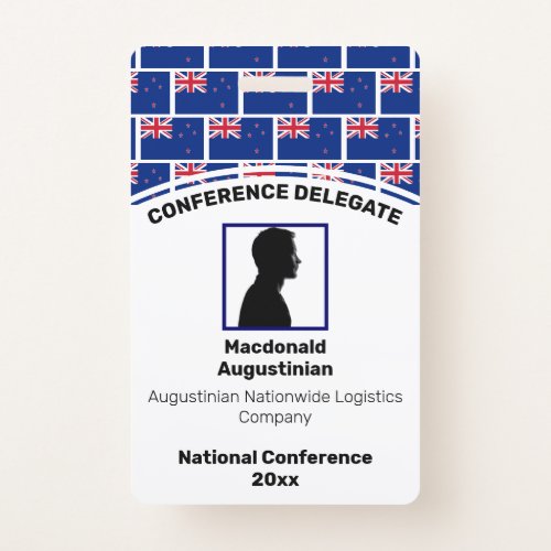 NEW ZEALAND FLAG Customized Logo Photo ID Name Badge