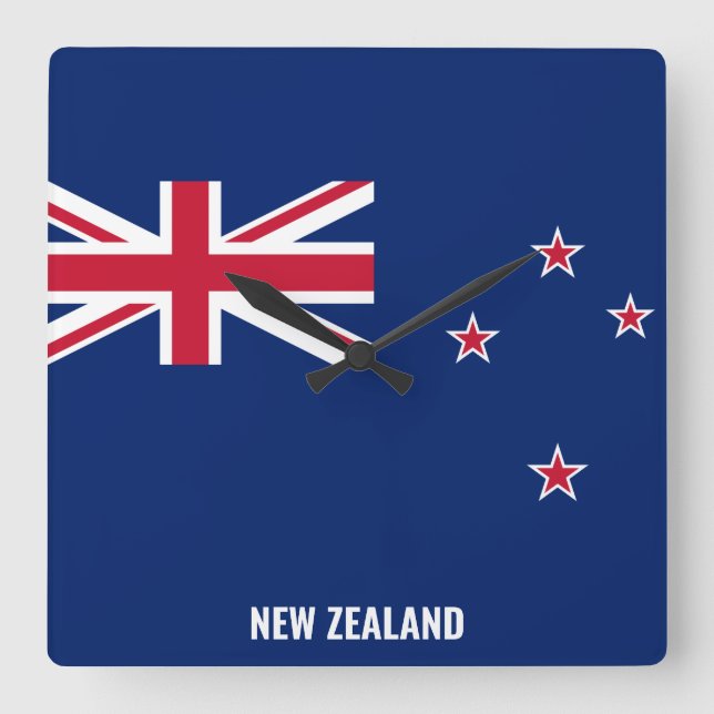 New Zealand Flag Dazzling Patriotic Square Wall Clock (Front)