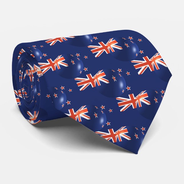 New Zealand Flag Design Neck Tie (Rolled)