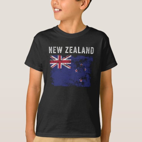 New Zealand Flag Distressed T_Shirt