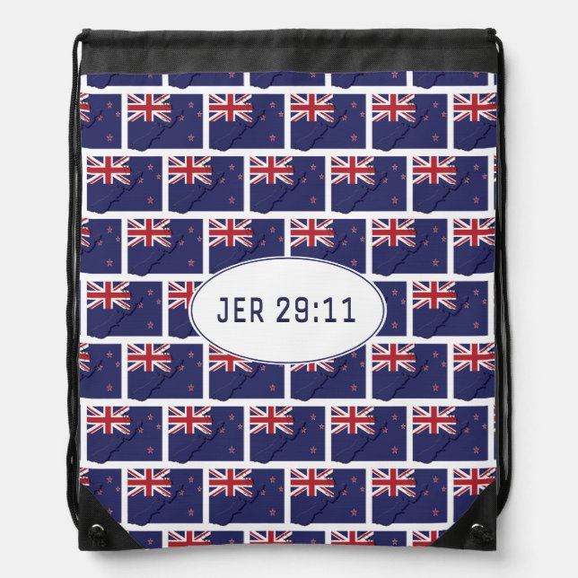 NEW ZEALAND FLAG | JEREMIAH 29:11 DRAWSTRING BAG (Front)