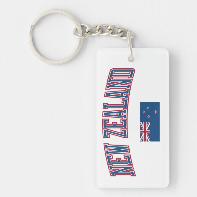 New Zealand + Flag Keychain (Front)