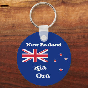 New Zealand Flag & Kia Ora greetings / New Zealand Keychain