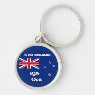 New Zealand Flag & Kia Ora greetings / New Zealand Keychain