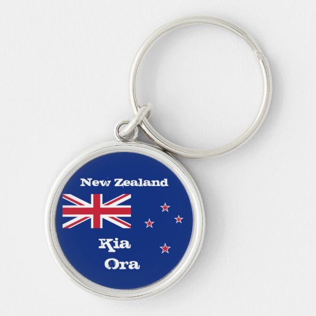 New Zealand Flag & Kia Ora greetings / New Zealand Keychain (Front)