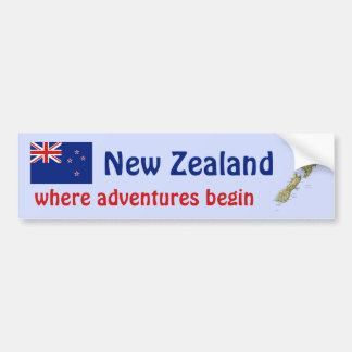New Zealand Flag + Map Bumper Sticker