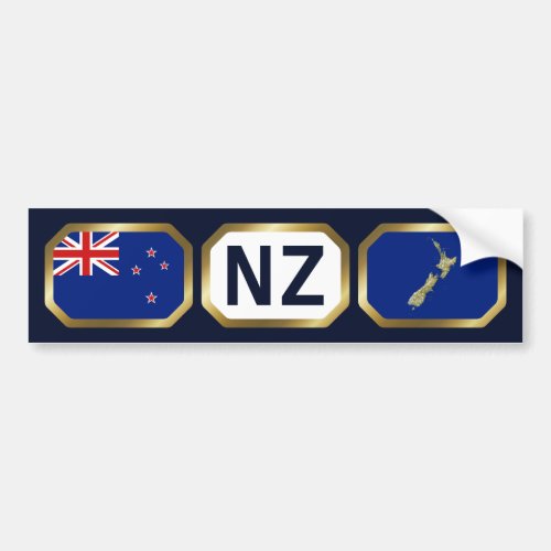 New Zealand Flag Map Code Bumper Sticker