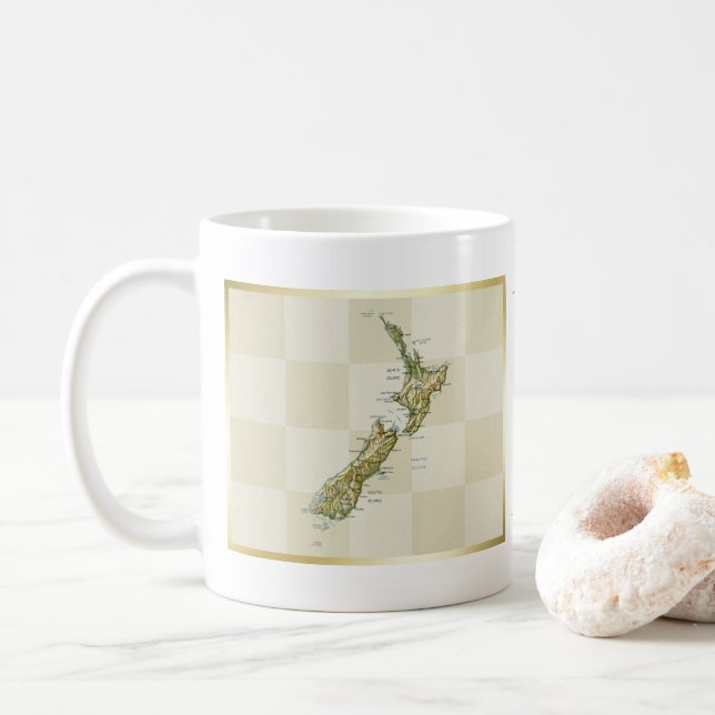 New Zealand Flag + Map Mug (With Donut)